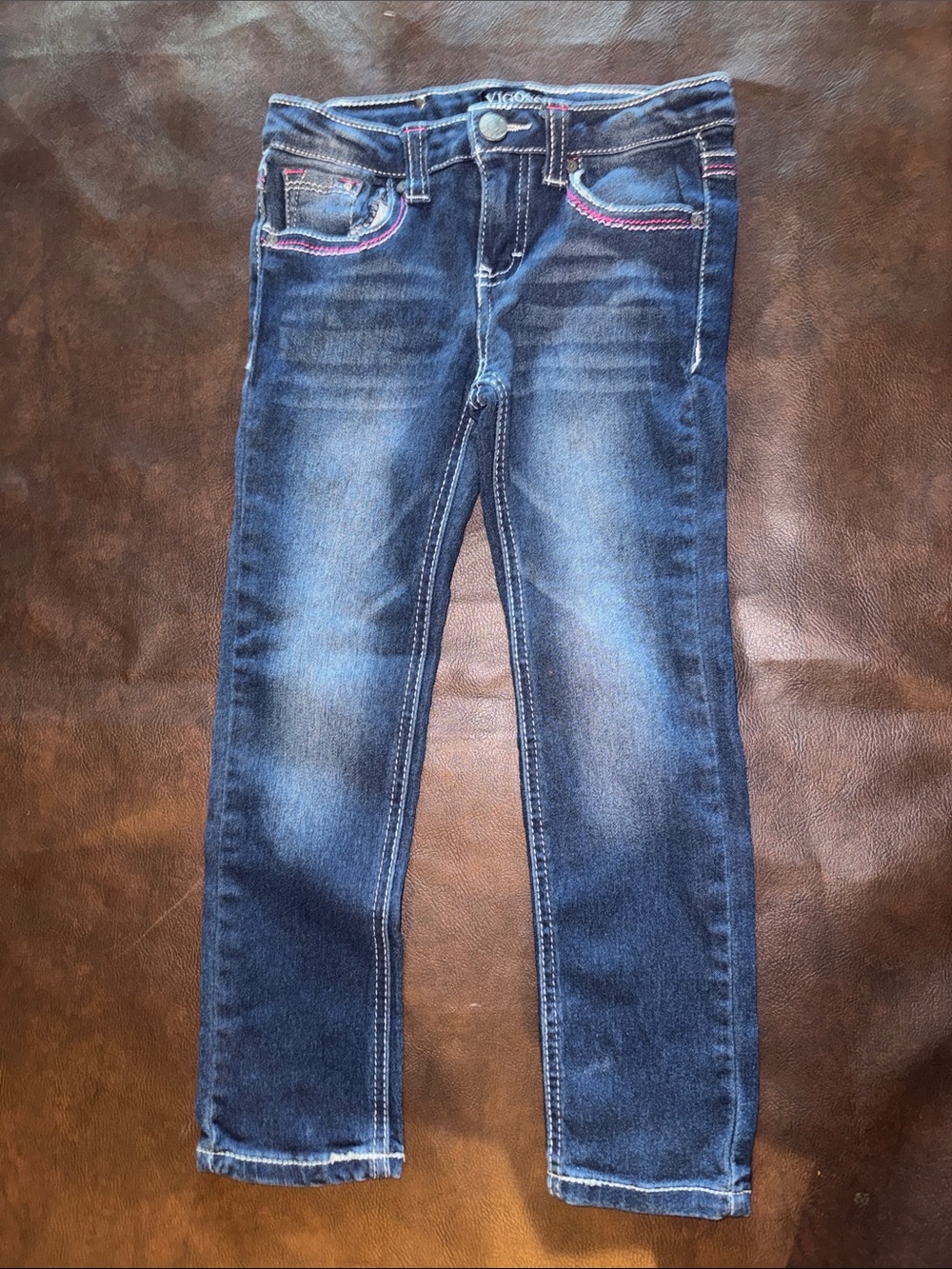 Vigoss Dark Blue Skinny Jeans with Pink Contrast Stitch